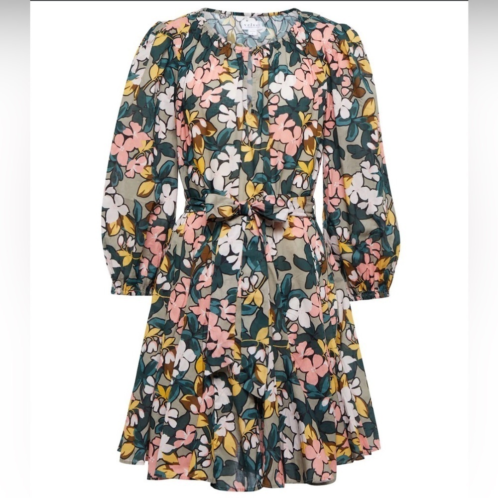 Velvet By Graham & Spencer Keelin Floral Multicolored Mini Dress Size Size Small